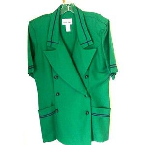 Robert Daniel Womens 2 Piece Skirt Suit Multicolor Career Short Sleeve Piping 14
